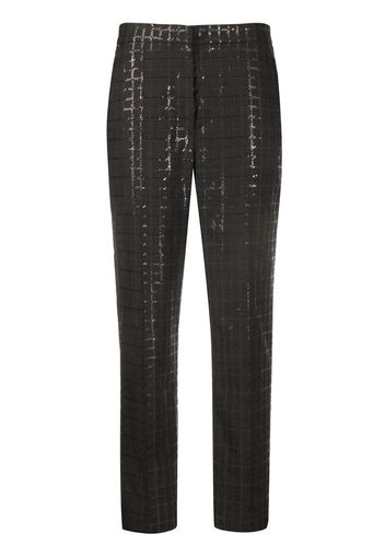 sequinned checkered tapered trousers