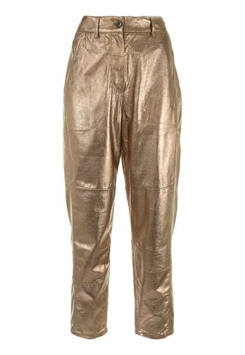 metallic-effect straight trousers