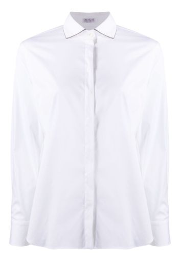 Brunello Cucinelli Monili chain-embellished long-sleeved shirt - White