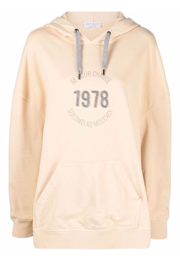 Brunello Cucinelli logo-print pullover hoodie - Yellow