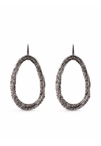 Brunello Cucinelli large spinel bead hoop earrings - Grey