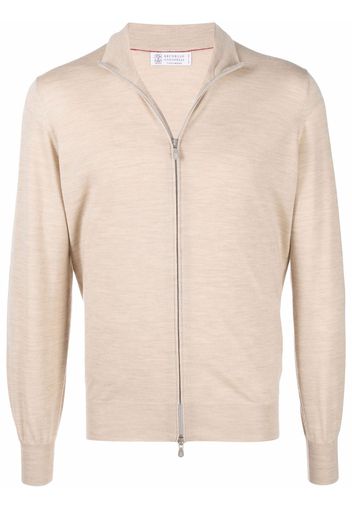 Brunello Cucinelli zipped-up knit cardigan - Neutrals