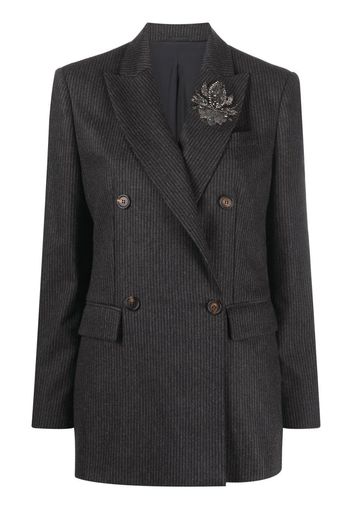 Brunello Cucinelli peak-lapel double-breasted blazer - Grey