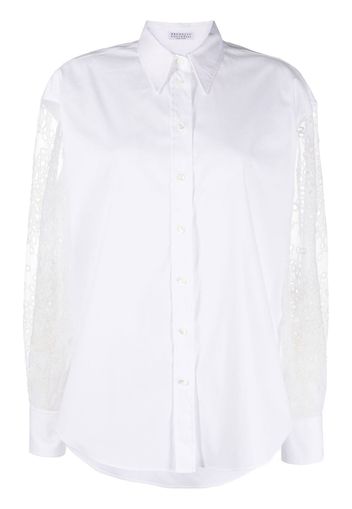 Brunello Cucinelli broderie anglaise long-sleeved shirt - White