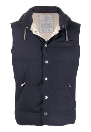 Brunello Cucinelli padded hooded sleeveless gilet - Blue