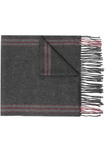 Brunello Cucinelli striped fringed-edge silk scarf - Grey