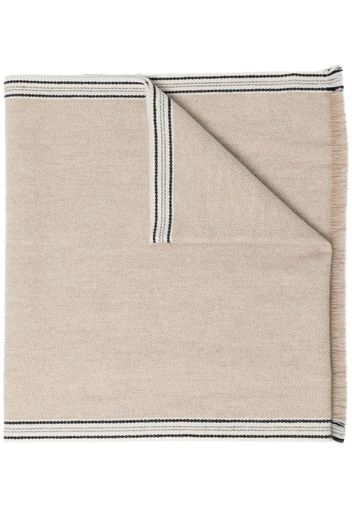 Brunello Cucinelli striped-border cashmere scarf - Neutrals