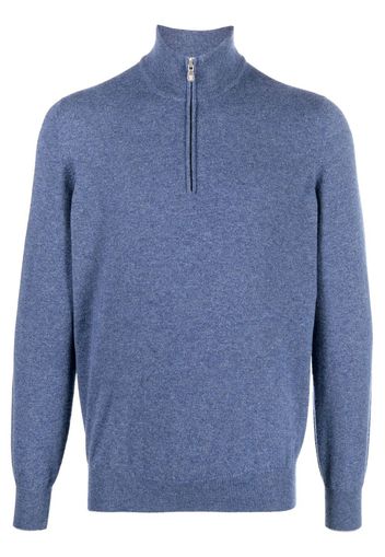 Brunello Cucinelli knitted quarter-zip jumper - Blue