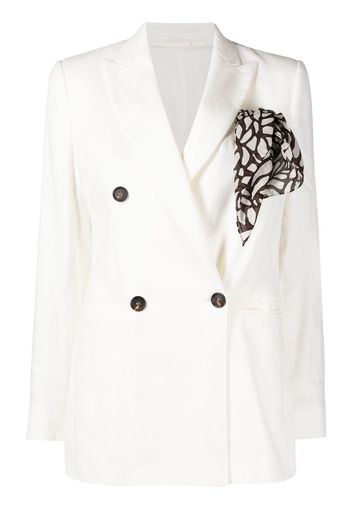 Brunello Cucinelli double-breasted woven blazer - White