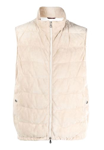 Brunello Cucinelli padded suede gilet - Neutrals