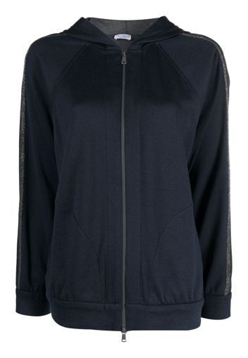 Brunello Cucinelli zip-up cotton-blend hoodie - BLUE