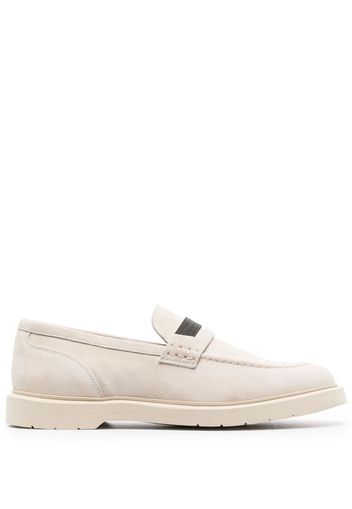 Brunello Cucinelli leather suede loafers - White