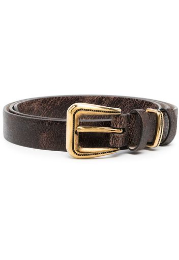 Brunello Cucinelli faded-effect leather belt - BROWN