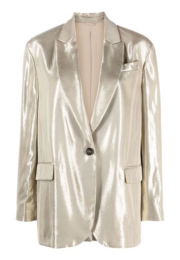 Brunello Cucinelli metallic single-breasted blazer - Gold