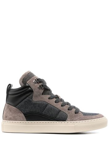 Brunello Cucinelli panelled high-top sneakers - Grey