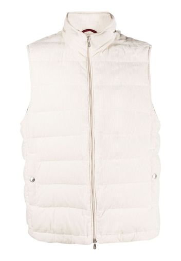 Brunello Cucinelli corduroy padded down gilet - White