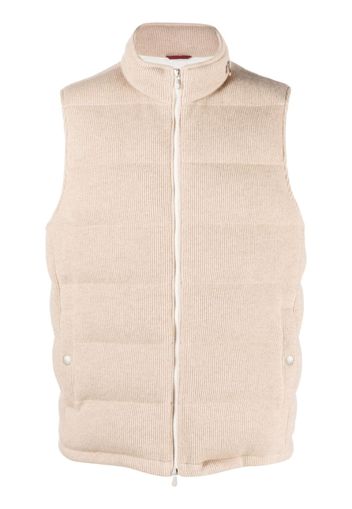 Brunello Cucinelli corduroy padded down gilet - Neutrals