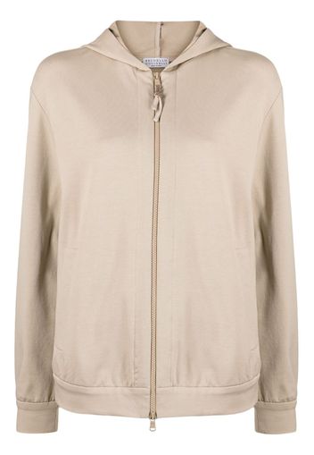 Brunello Cucinelli Monilli-detail zip-fastening hooded jacket - Neutrals