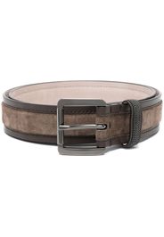 Brunello Cucinelli leather-trim suede belt - BROWN