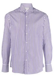 Brunello Cucinelli striped long-sleeve cotton shirt - Purple