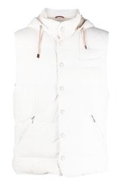 Brunello Cucinelli padded hooded gilet - White