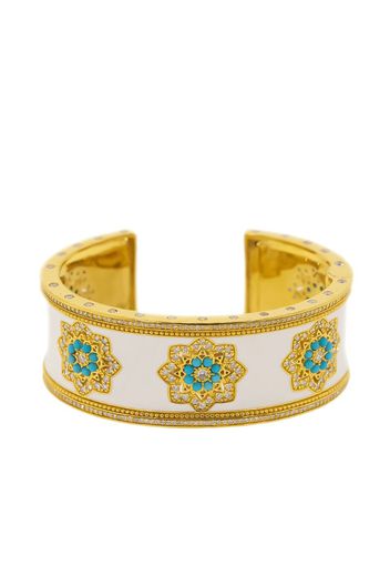 20kt yellow gold, enamel, diamond and turquoise Mandalas cuff