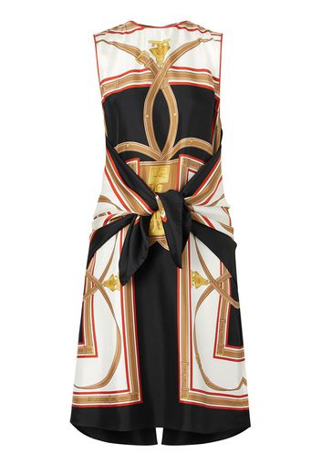 Burberry Archive Scarf Print Silk Dress with Detachable Scarf - Black