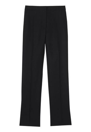 Burberry Satin Stripe Detail Wool Tailored Trousers - Black