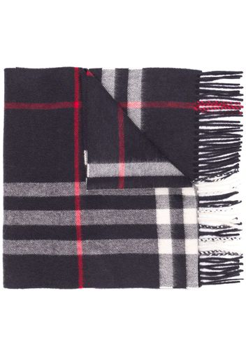 Burberry cashmere fringed check scarf - Blue