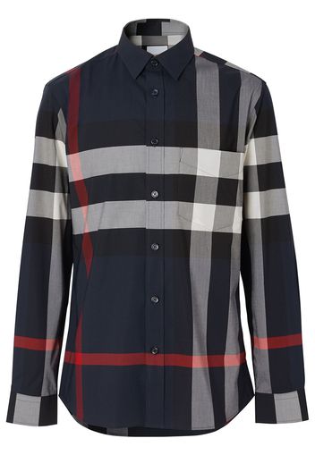 Burberry check stretch poplin shirt - Blue