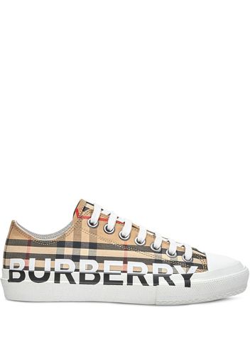 logo print vintage check sneakers