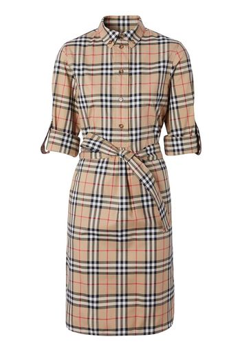 Vintage check tie-waist shirt dress