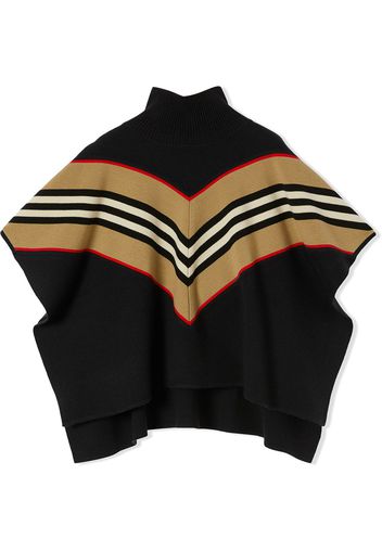 Burberry Kids signature stripe cape jacket - Black