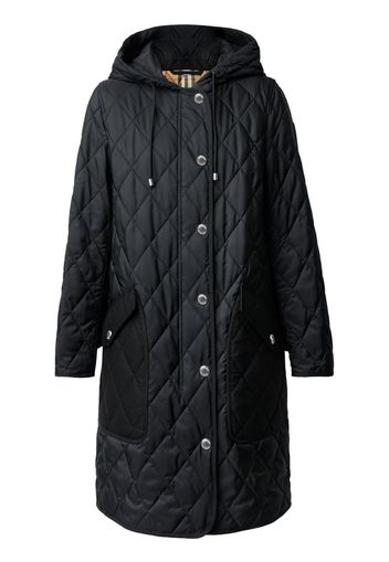 diamond-quilted mid-length coat