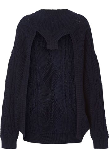 Burberry cable-knit open-front jumper - Blue