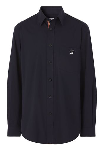 Burberry monogram motif cotton shirt - Blue