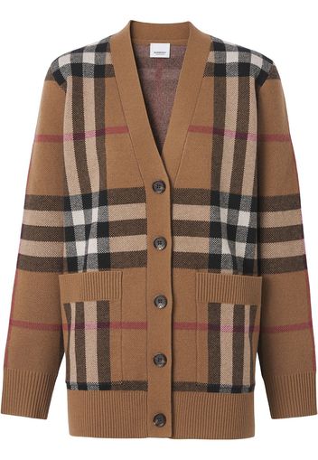 Burberry checked wool-cashmere blend cardigan - Brown