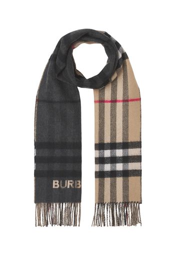 Burberry contrast-check cashmere scarf - Brown