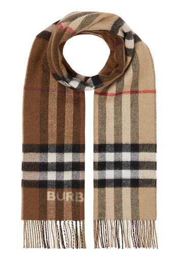 Burberry two-tone checked cashmere scarf - Brown