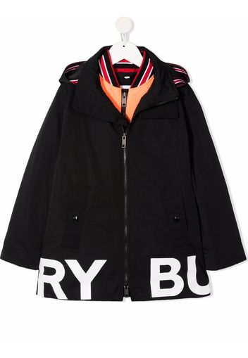 Burberry Kids layered logo-print coat - Black