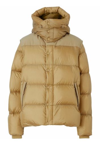 Burberry detachable sleeve hooded puffer jacket - Brown