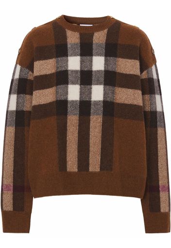 Burberry check wool-cashmere jumper - Brown