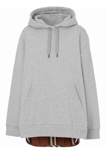 Burberry check-panel cotton hoodie - Grey