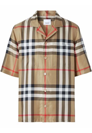 Burberry short-sleeve check silk shirt - Brown