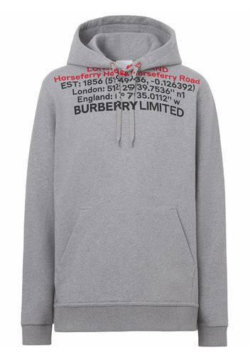 Burberry Location-print drawstring hoodie - Grey