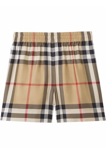 Burberry check-detail shorts - Neutrals