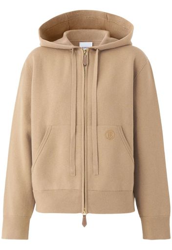 Burberry embroidered-monogram hoodie - Neutrals