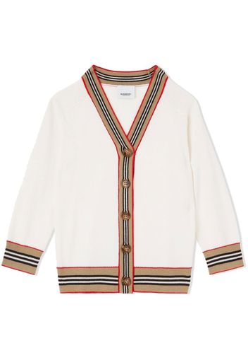 Burberry Kids Icon Stripe-trim wool cardigan - Neutrals