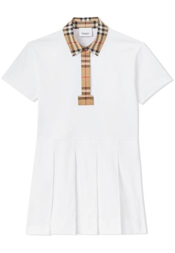 Burberry Kids Vintage Check trim piqué polo shirtdress - White