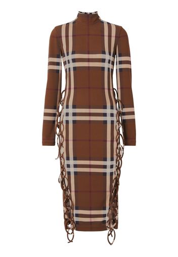 Burberry check-print side-tie midi dress - Brown